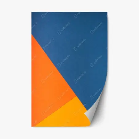 Adesivo riposizionabile composizione geometrica blu e arancione • Wallissimo®