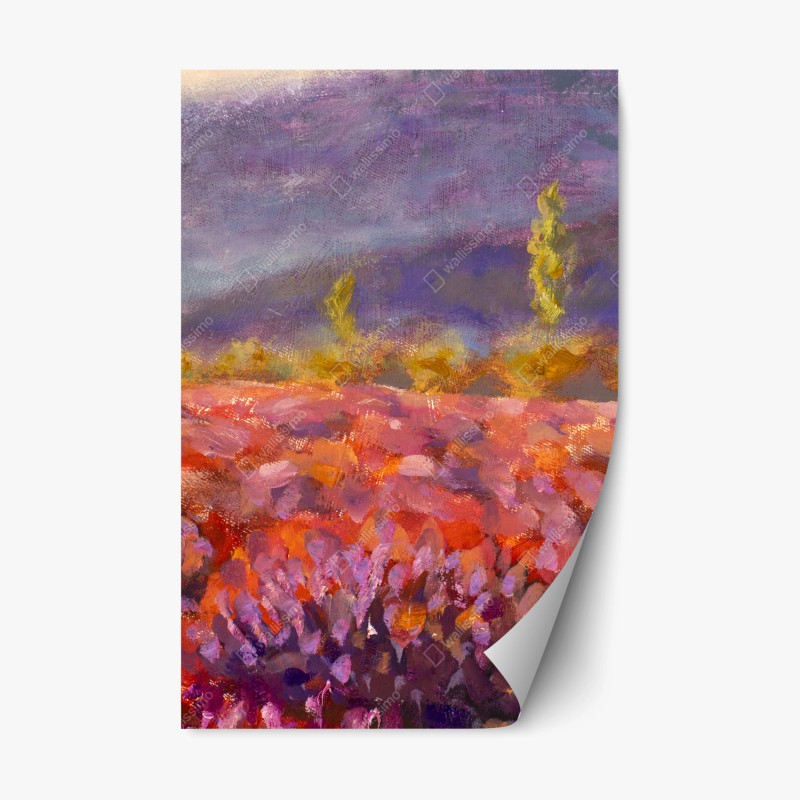 Adesivo riposizionabile campo di lavanda impressionista della Provenza
