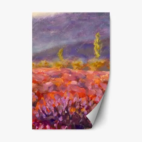 Adesivo riposizionabile campo di lavanda impressionista della Provenza • Wallissimo®