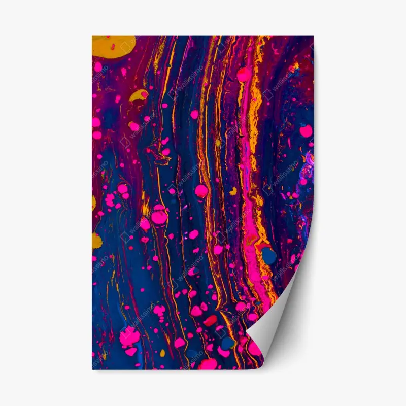 Adesivo riposizionabile marmo psichedelico fucsia su blu profondo