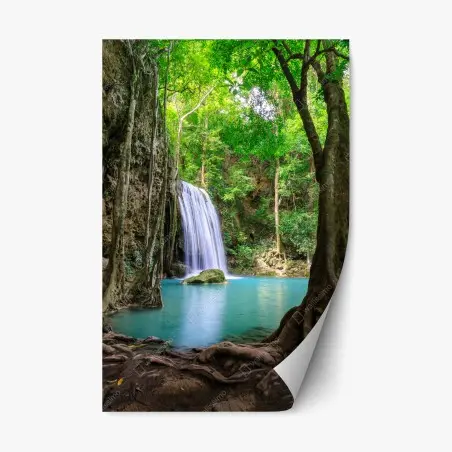 Adesivo riposizionabile oasi verde della cascata di Erawan • Wallissimo®