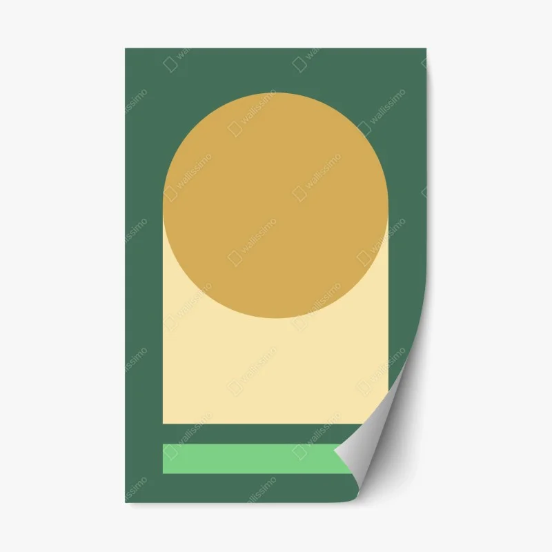 Adesivo riposizionabile composizione geometrica ocra e verde