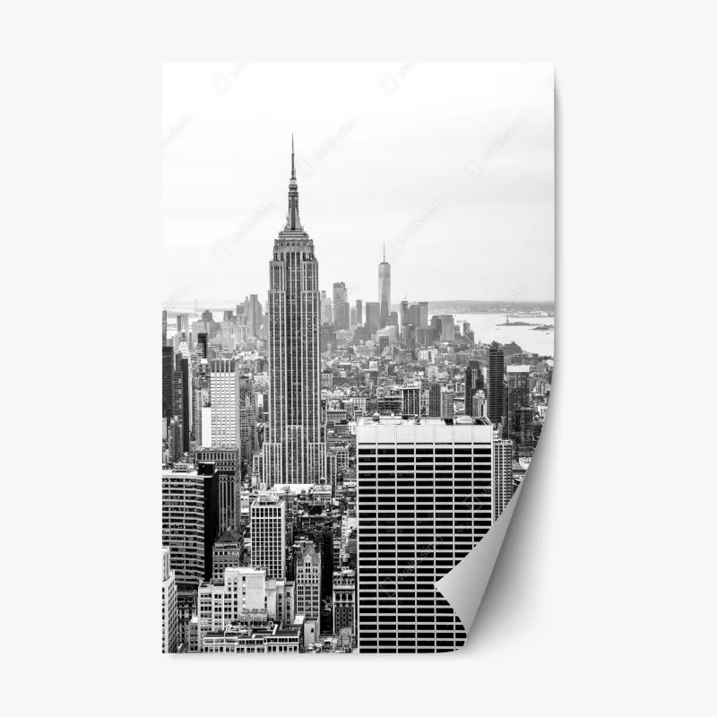 Adesivo riposizionabile skyline iconico di New York in bianco e nero