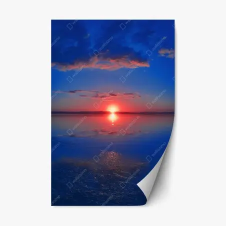 Adesivo riposizionabile tramonto sul lago con riflesso • Wallissimo®