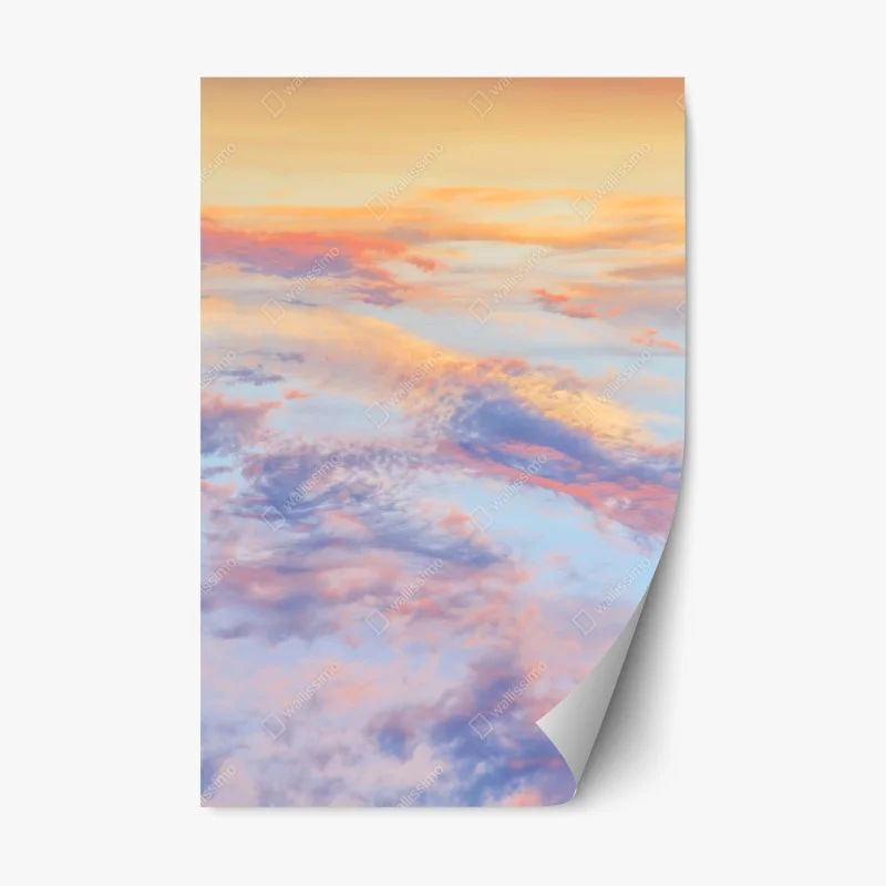 Adesivo riposizionabile cielo pastello all'alba dorata