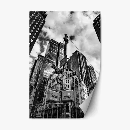 Adesivo riposizionabile prospettiva urbana su Broadway, New York • Wallissimo®
