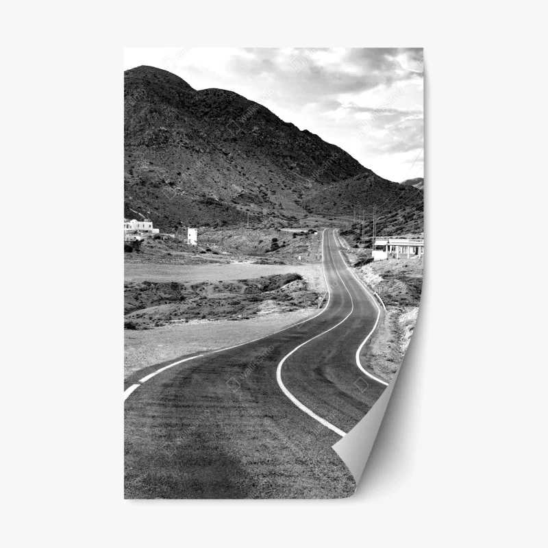 Adesivo riposizionabile strada serpeggiante verso le montagne