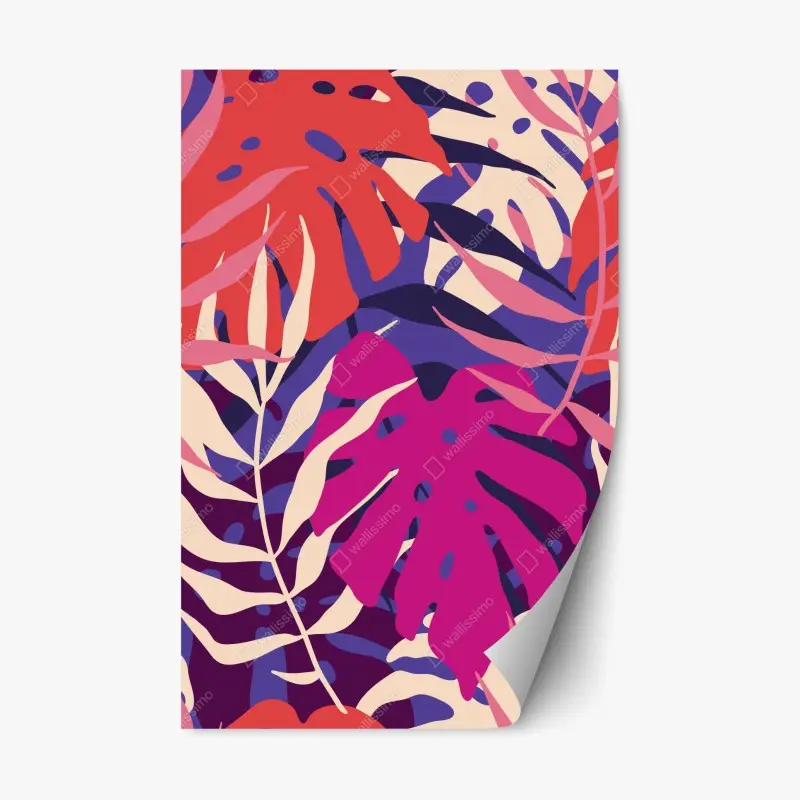 Adesivo riposizionabile motivo tropicale retrò in colori pastello