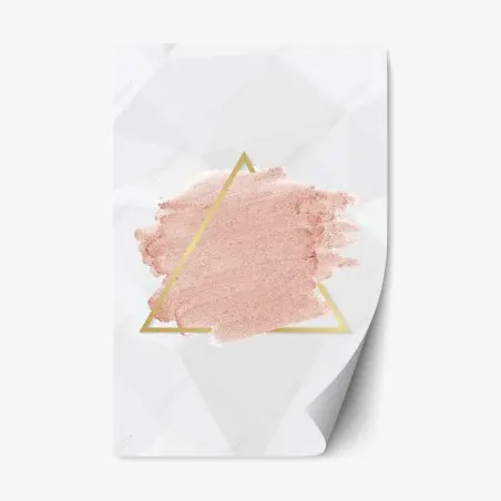 Adesivo riposizionabile eleganza rosa e oro con triangolo geometrico • Wallissimo®
