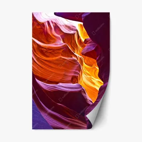 Adesivo riposizionabile luce dorata nel canyon scolpito • Wallissimo®