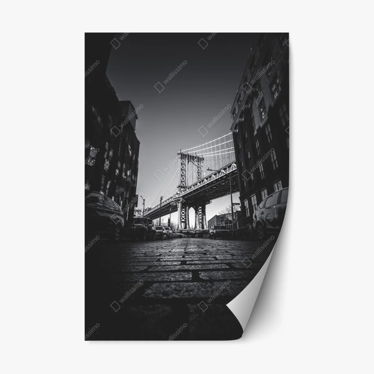 Adesivo riposizionabile panorama urbano sotto il ponte di Manhattan • Wallissimo® Adesivo riposizionabile panorama urbano sotto il ponte di Manhattan • Wallissimo®