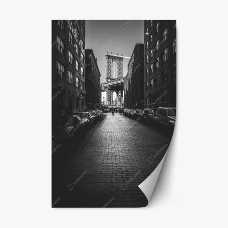 Adesivo riposizionabile scorcio urbano con Manhattan Bridge a New York • Wallissimo®