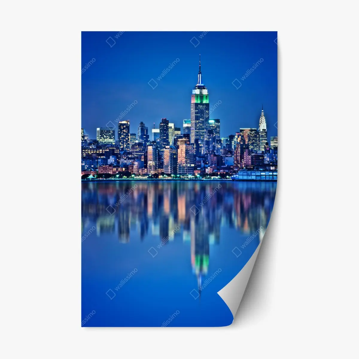 Adesivo riposizionabile riflessi notturni sullo skyline di New York • Wallissimo®