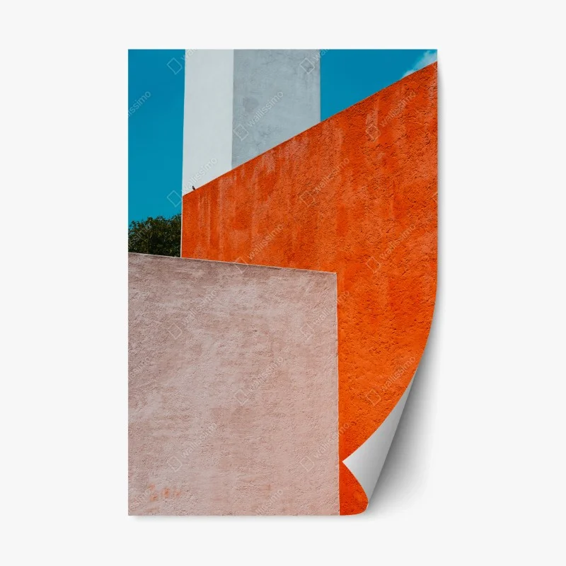 Adesivo riposizionabile geometrie colorate su parete urbana