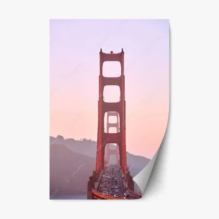 Adesivo riposizionabile vista sul Golden Gate al tramonto • Wallissimo®