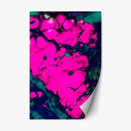 Adesivo riposizionabile astrazione fluida rosa e smeraldo • Wallissimo®