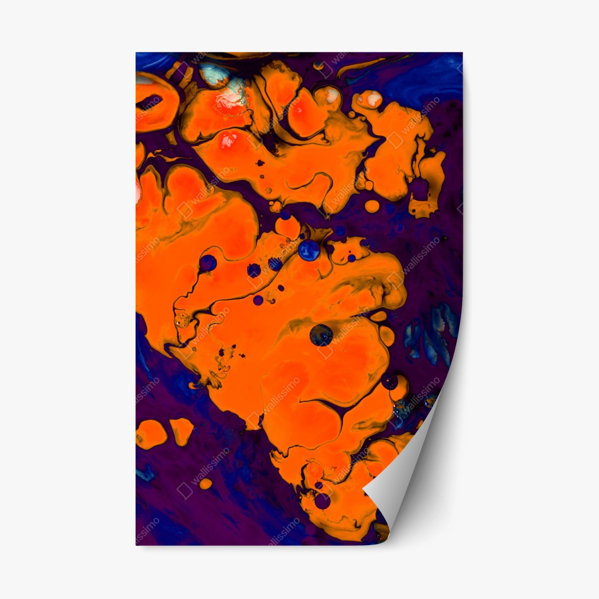 Adesivo riposizionabile esplosione arancione su sfondo viola • Wallissimo® Adesivo riposizionabile esplosione arancione su sfondo viola • Wallissimo®