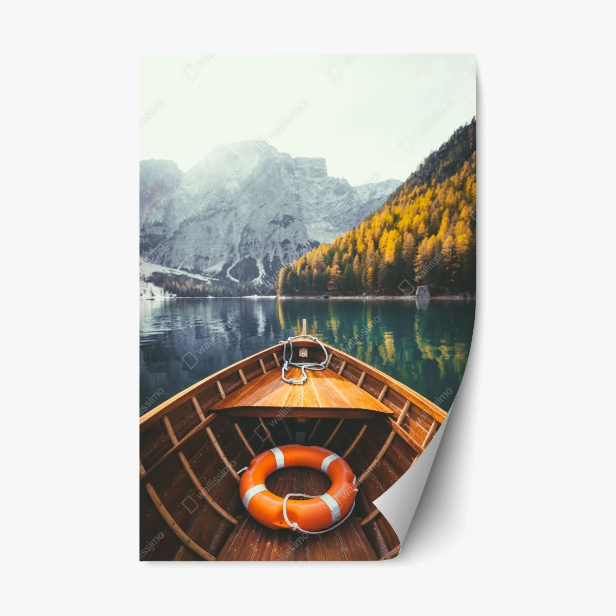 Adesivo riposizionabile serenità sul Lago di Braies • Wallissimo® Adesivo riposizionabile serenità sul Lago di Braies • Wallissimo®