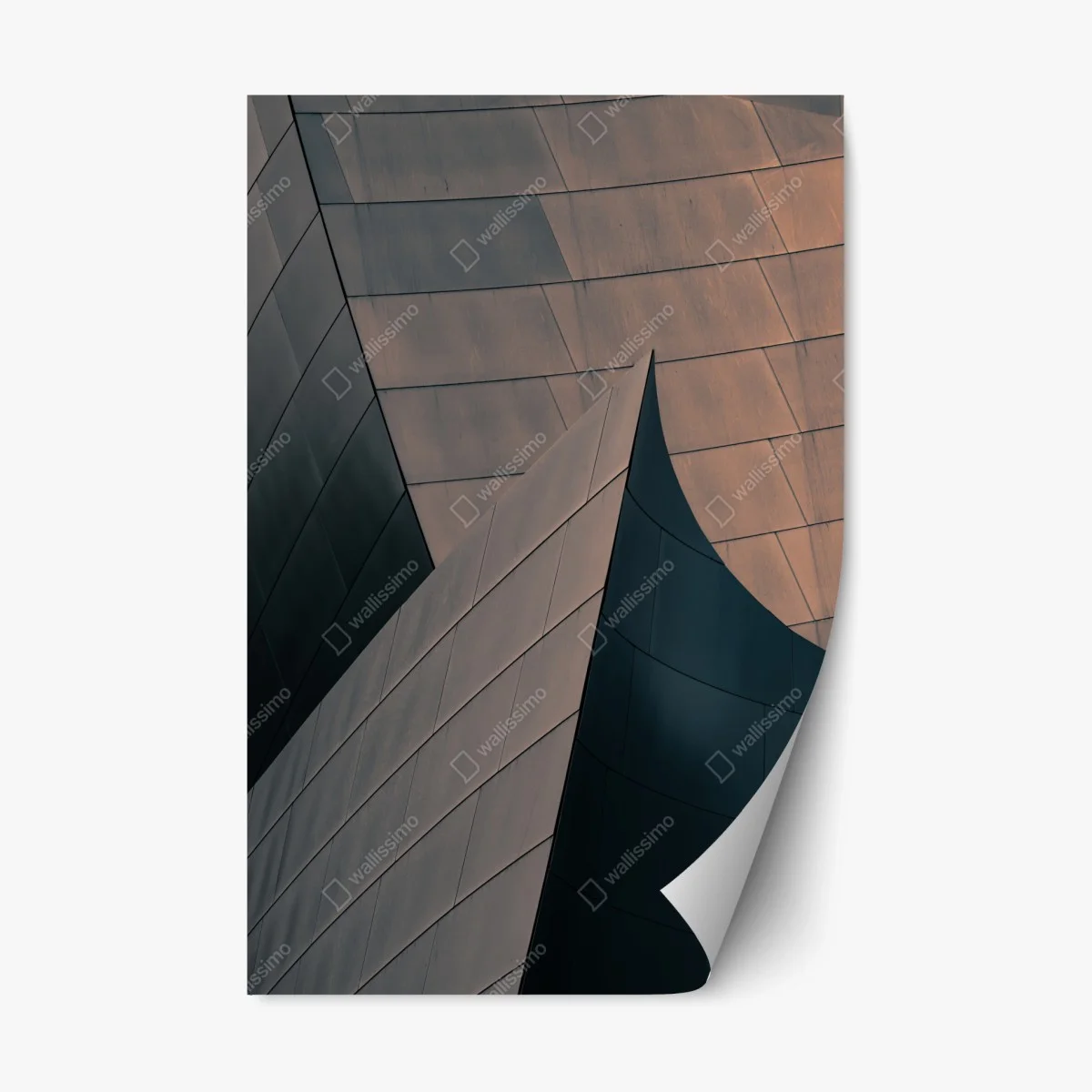 Adesivo riposizionabile curve e superfici metalliche astratte • Wallissimo® Adesivo riposizionabile curve e superfici metalliche astratte • Wallissimo®