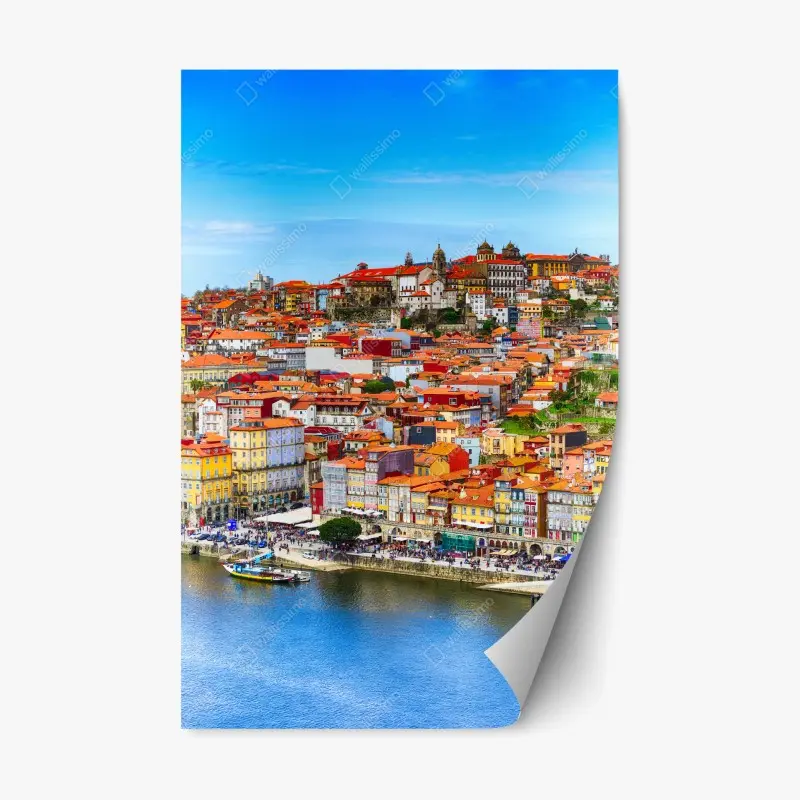 Adesivo riposizionabile panorama colorato di Porto sul fiume Douro