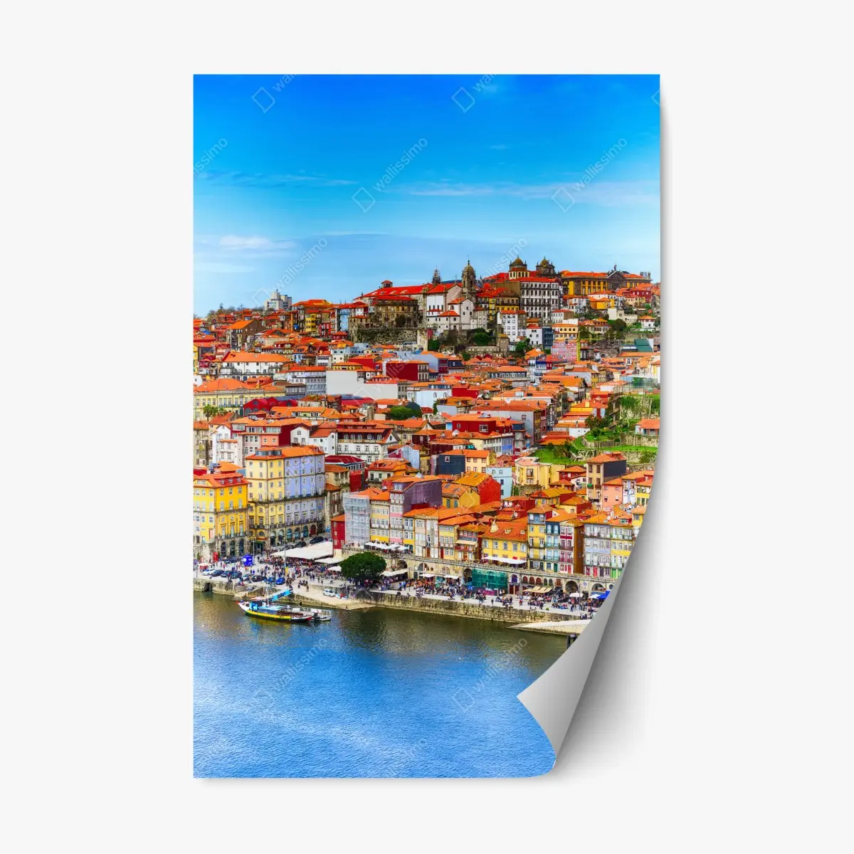 Adesivo riposizionabile panorama colorato di Porto sul fiume Douro • Wallissimo®