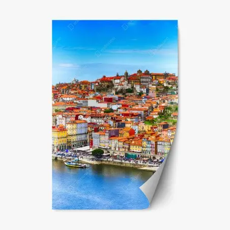 Adesivo riposizionabile panorama colorato di Porto sul fiume Douro • Wallissimo®
