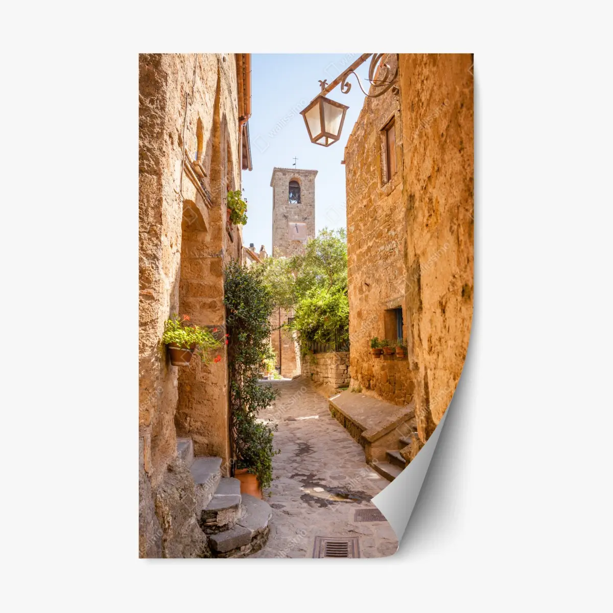 Adesivo riposizionabile vicolo medievale a Civita di Bagnoregio • Wallissimo®