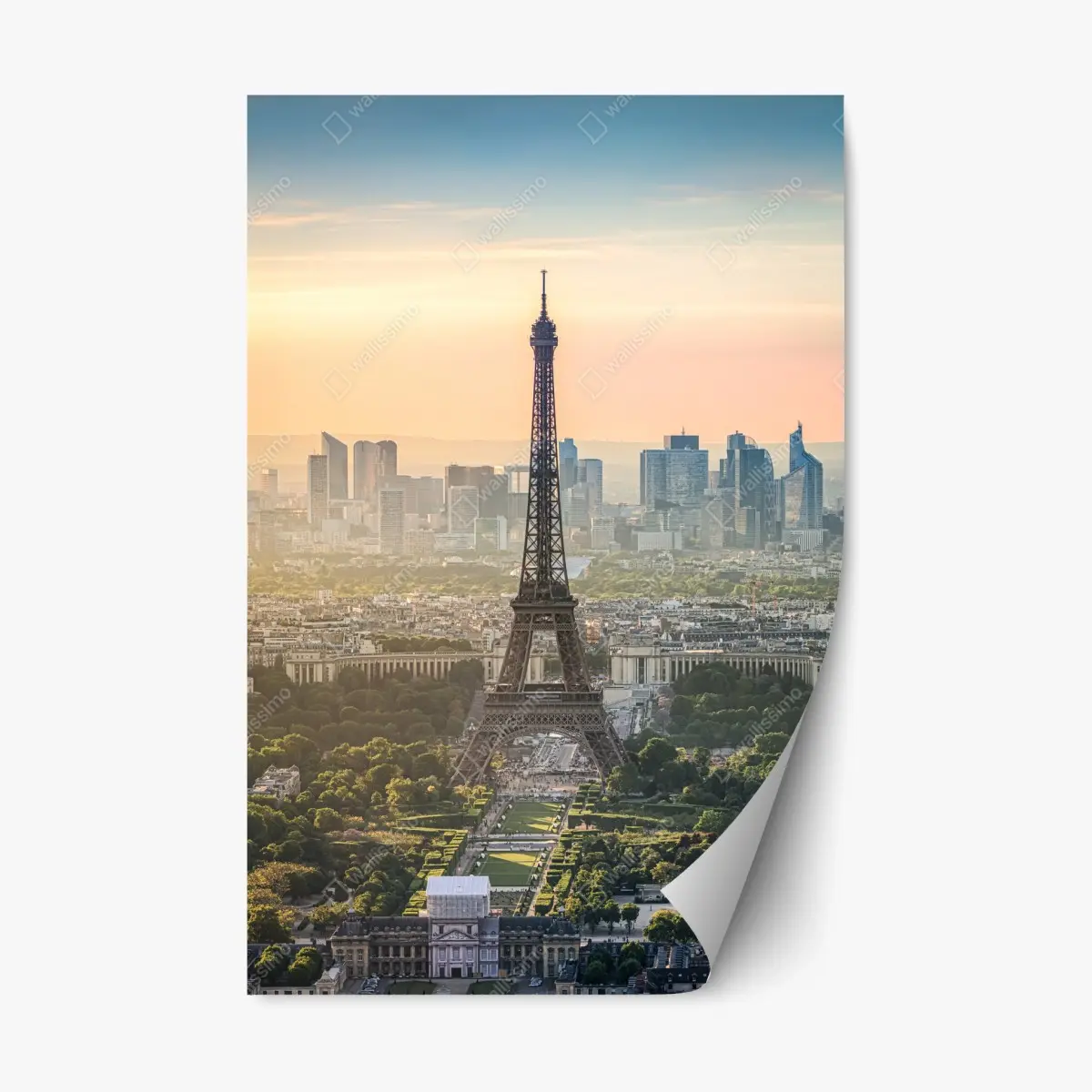 Adesivo riposizionabile tramonto su Parigi e la Torre Eiffel • Wallissimo®