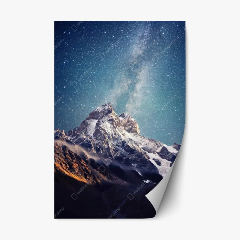 Adesivo riposizionabile montagna Ushba sotto il cielo stellato