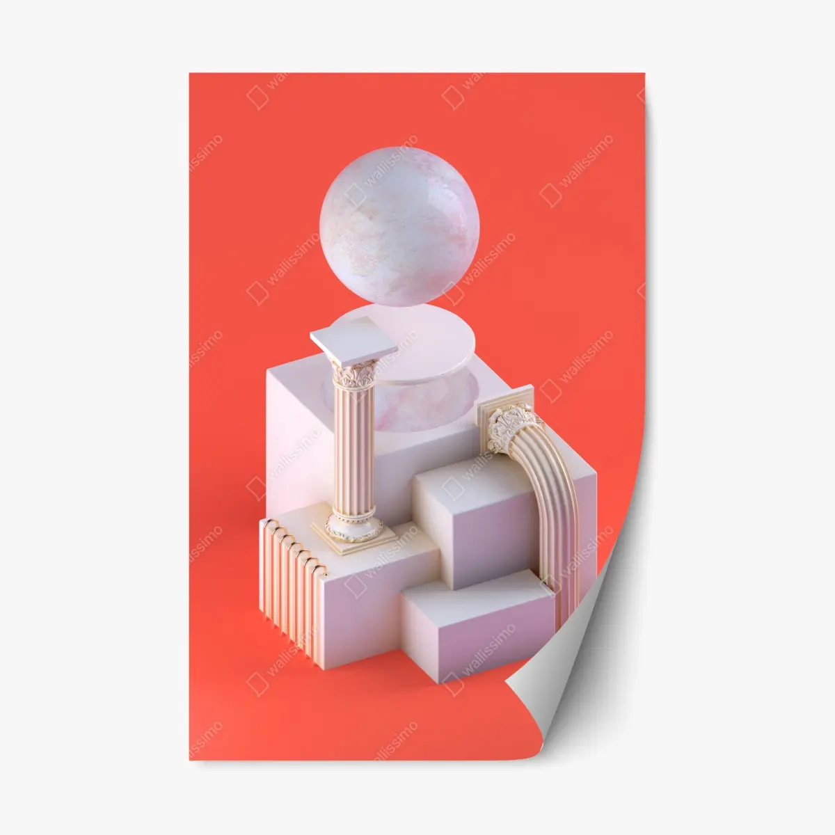 Adesivo riposizionabile composizione scultorea marmorea • Wallissimo®