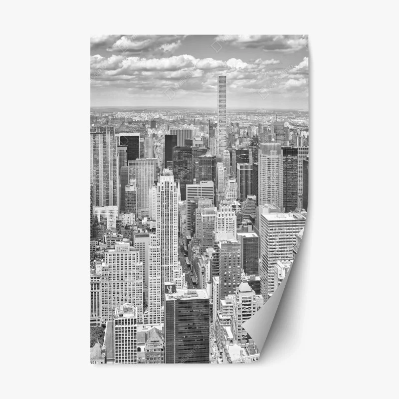 Adesivo riposizionabile skyline iconico di New York in bianco e nero