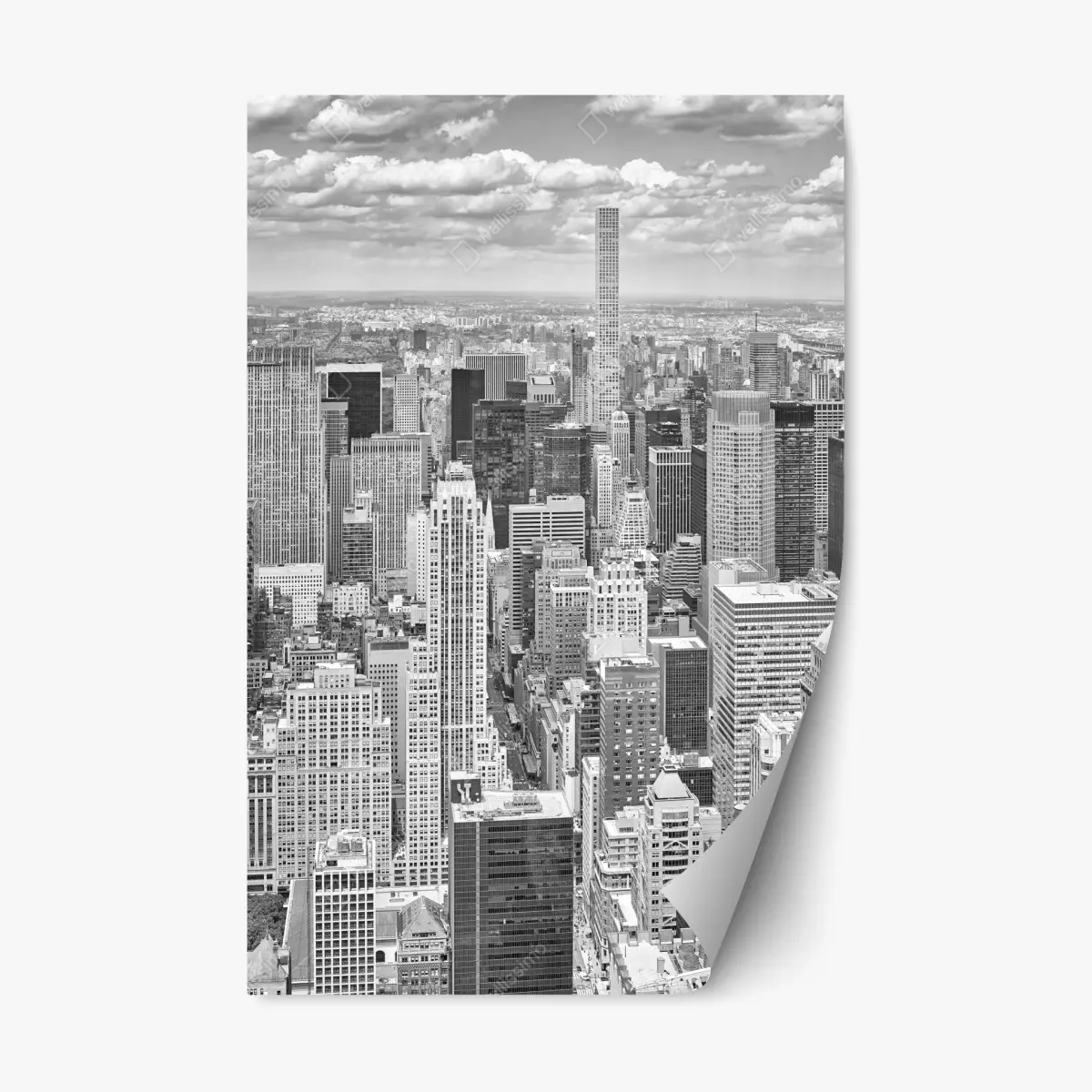 Adesivo riposizionabile skyline iconico di New York in bianco e nero • Wallissimo®