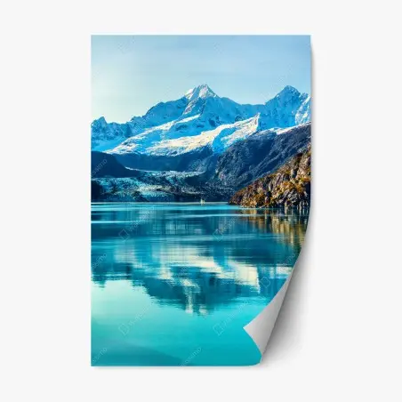 Adesivo riposizionabile riflessi delle montagne innevate • Wallissimo®
