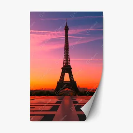 Adesivo riposizionabile tramonto sulla Torre Eiffel a Parigi • Wallissimo®