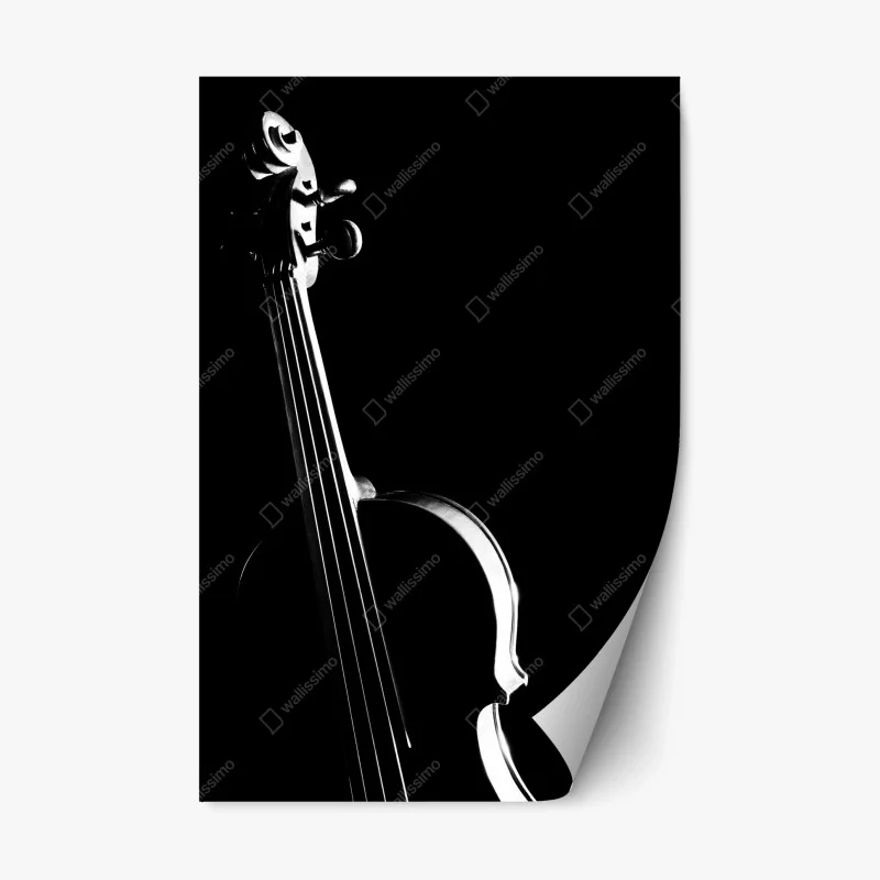 Adesivo riposizionabile elegante silhouette di violino su sfondo nero