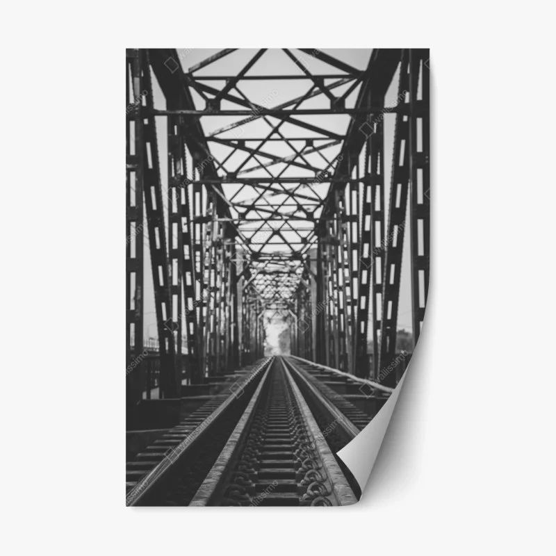 Adesivo riposizionabile ponte ferroviario in prospettiva monocromatica