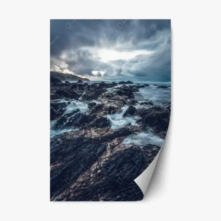 Adesivo riposizionabile costa tempestosa: fascino selvaggio sul bagnasciuga • Wallissimo®