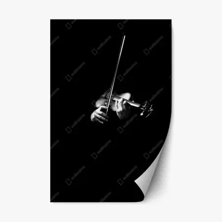 Adesivo riposizionabile violino in controluce su sfondo nero • Wallissimo®