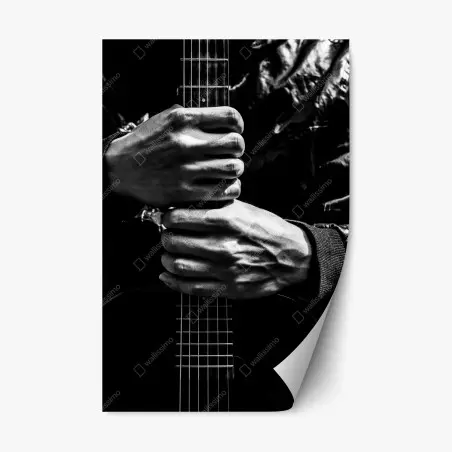 Adesivo riposizionabile stretta sulla chitarra in bianco e nero • Wallissimo®
