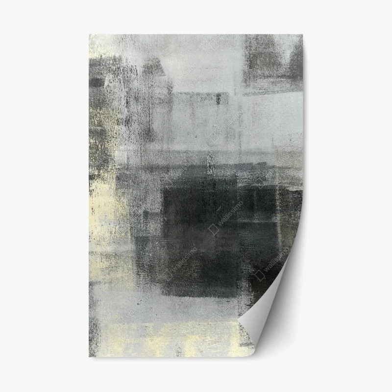 Adesivo riposizionabile composizione astratta materica in toni grigi