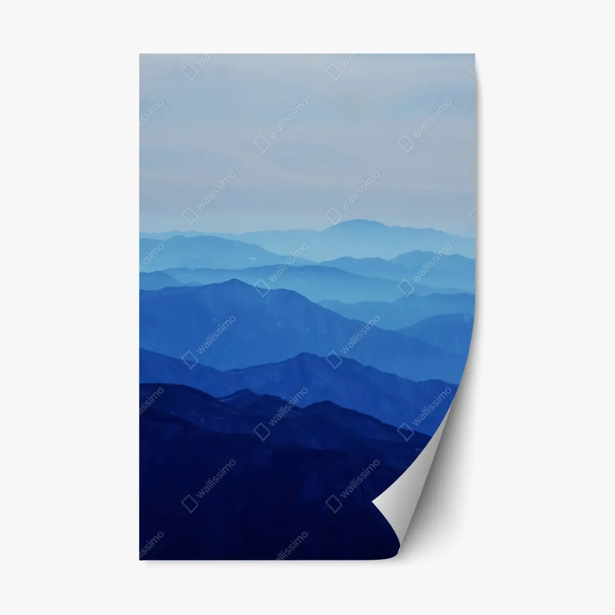Adesivo riposizionabile orizzonte di montagne blu sfumate • Wallissimo®