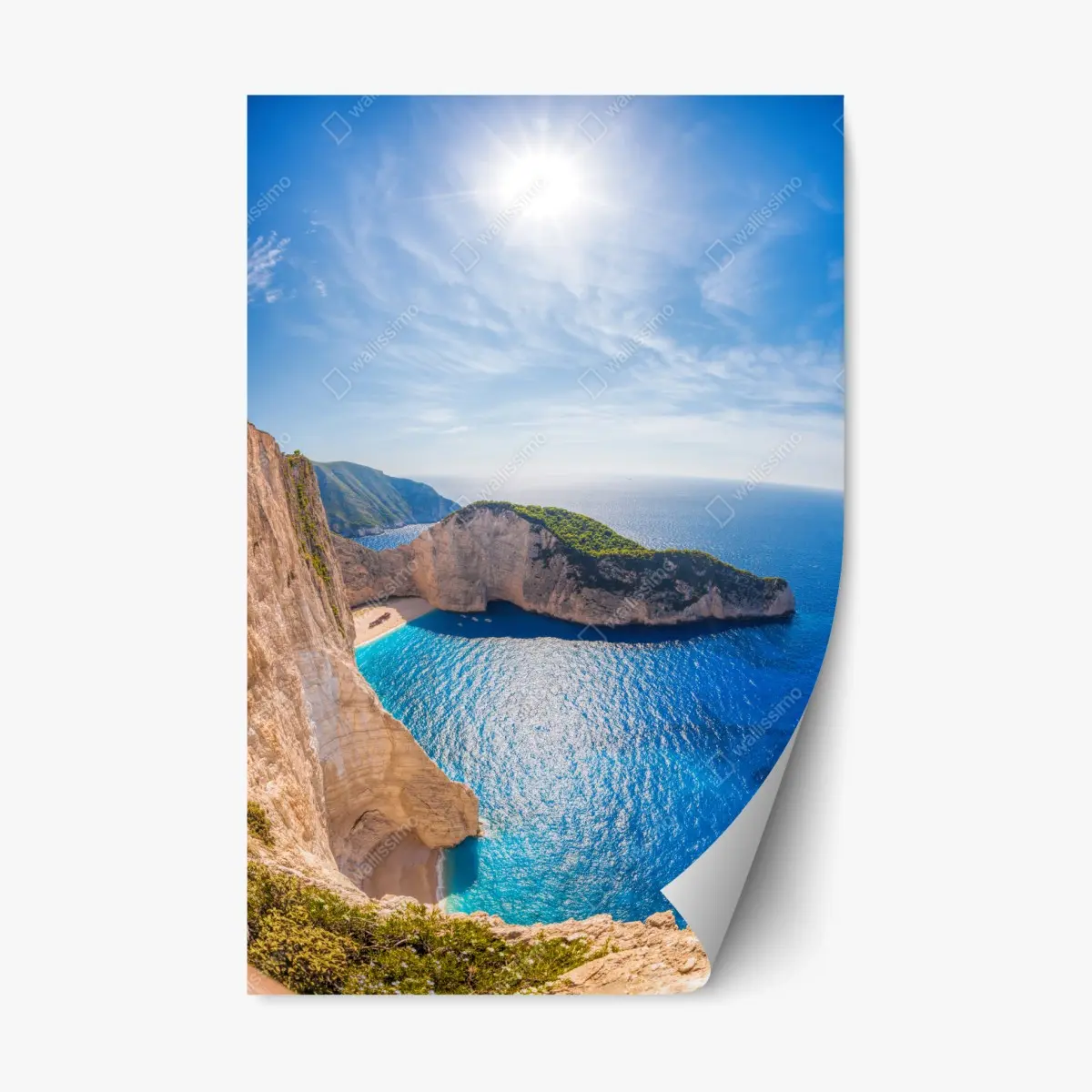 Adesivo riposizionabile panorama della baia di Navagio, Zakynthos • Wallissimo®