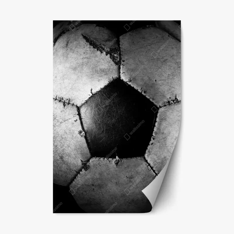 Adesivo riposizionabile dettaglio vintage di pallone da calcio in bianco e nero