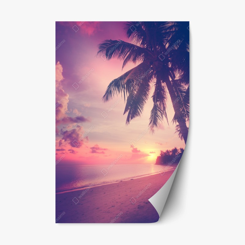 Adesivo riposizionabile tramonto tropicale con palme