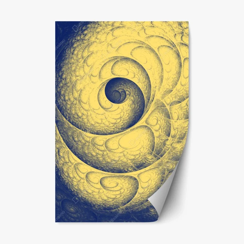 Adesivo riposizionabile spirale frattale in giallo e blu