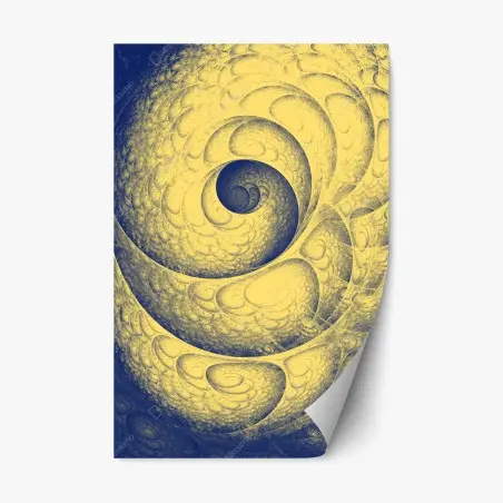 Adesivo riposizionabile spirale frattale in giallo e blu • Wallissimo®
