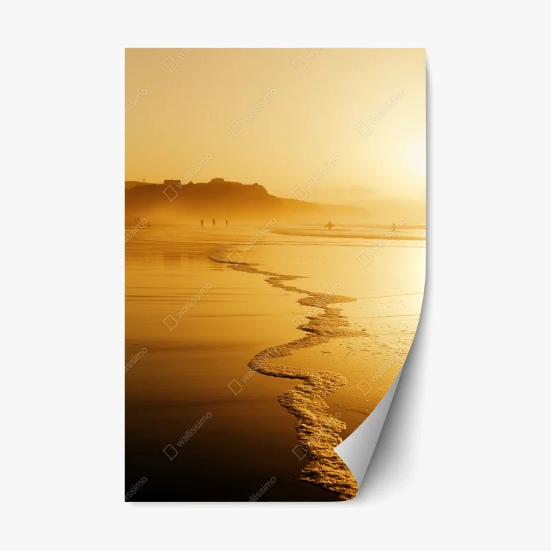 Adesivo riposizionabile tramonto dorato a Sopelana