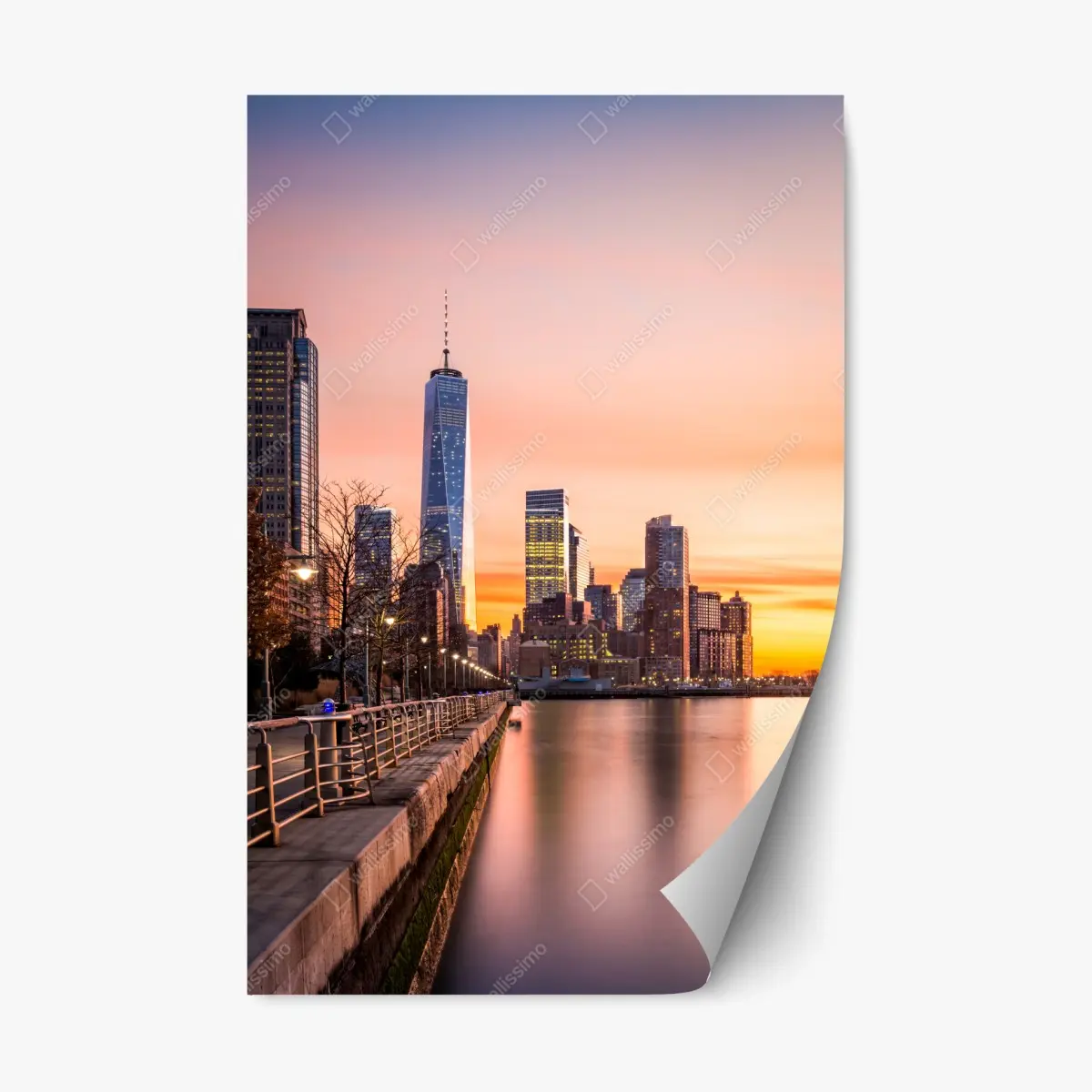 Adesivo riposizionabile tramonto su Lower Manhattan dalla passeggiata del Hudson River Park • Wallissimo® Adesivo riposizionabile tramonto su Lower Manhattan dalla passeggiata del Hudson River Park • Wallissimo®