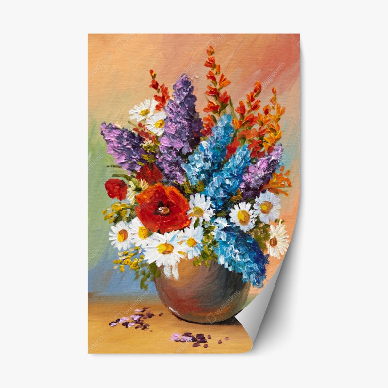Adesivo riposizionabile bouquet vivace su sfondo pastello