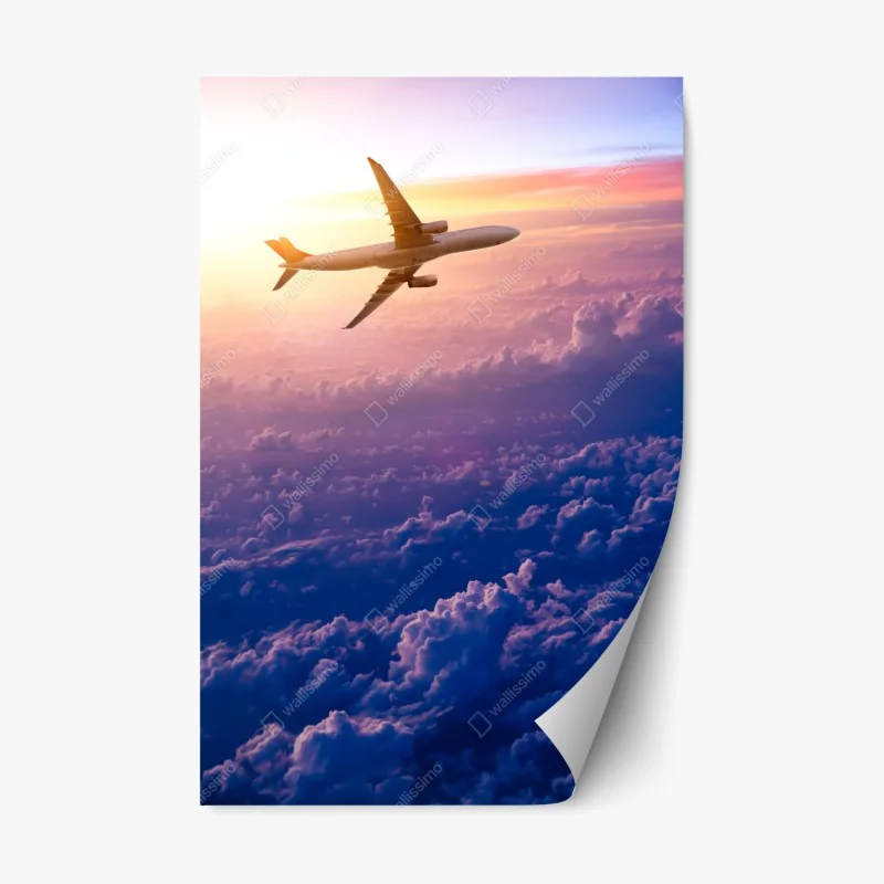 Adesivo riposizionabile tramonto in volo sopra le nuvole
